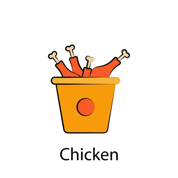 Fast Food Kurczak Zarys Ikona Element Ilustracji Żywności Ikona Znaki — Wektor stockowy