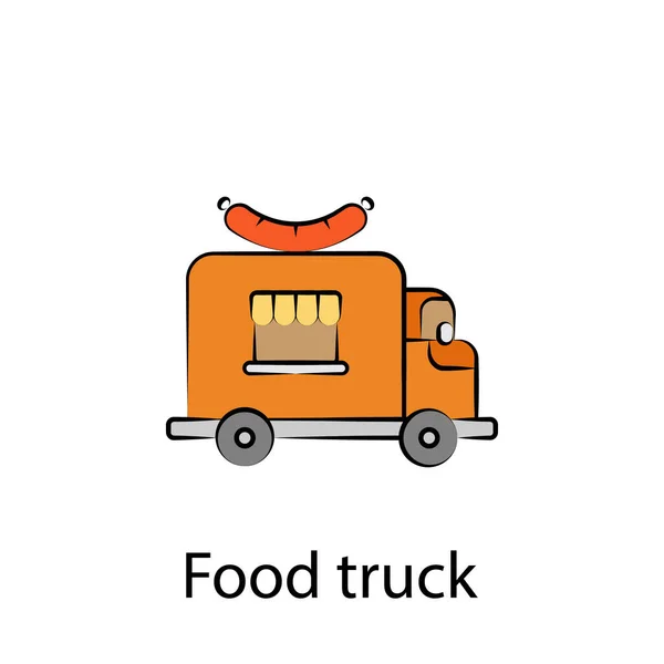 Fast Food Camion Icône Contour Élément Icône Illustration Alimentaire Signes — Image vectorielle