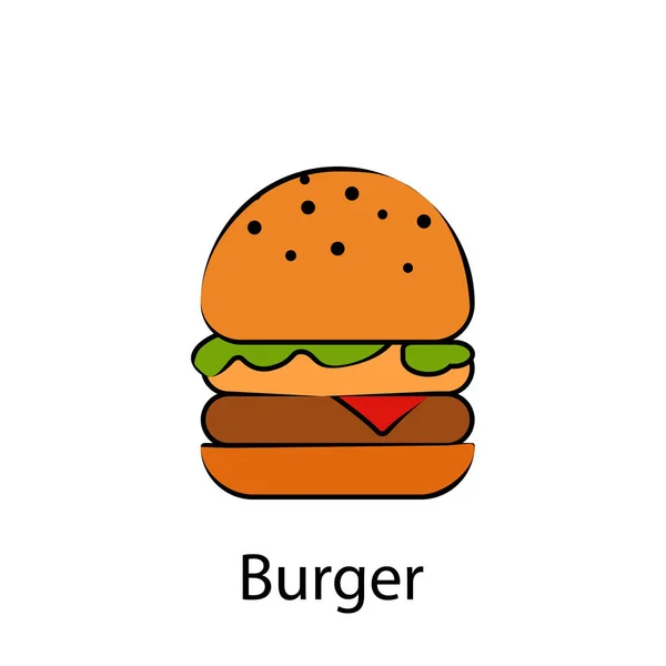 Fast Food Burger Outline Ikone Element Der Illustration Von Lebensmitteln — Stockvektor