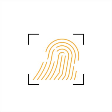 Hacker, parmak izi ikonu. Beyaz arkaplanda ağ, logo, mobil uygulama, UI, UX için kullanılabilir