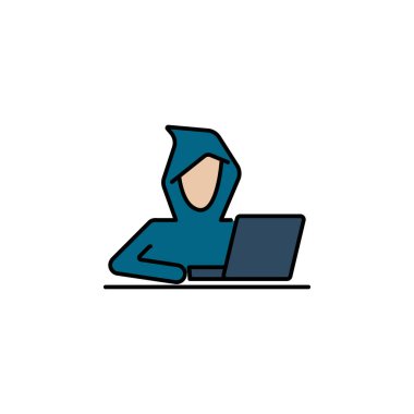 Hacker, hack ikonu. Beyaz arkaplanda ağ, logo, mobil uygulama, UI, UX için kullanılabilir
