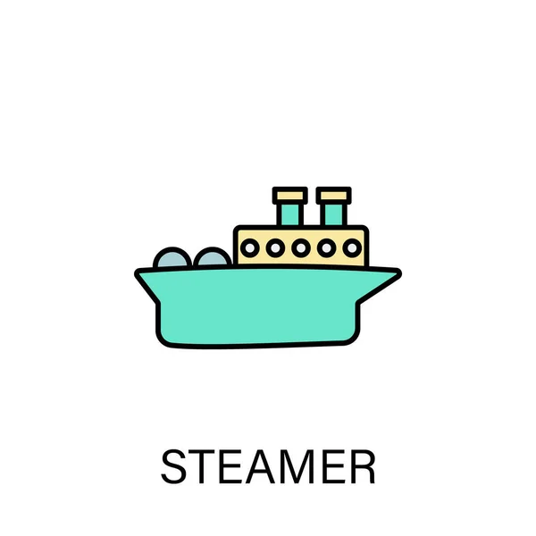 Parník Loď Námořní Doprava Obrys Ikona Značky Symboly Lze Použít — Stockový vektor