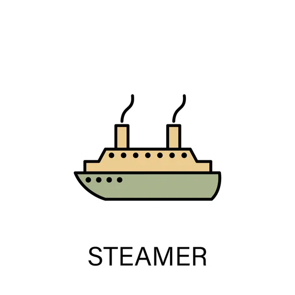 Stomer Schip Zeevervoer Omtrek Pictogram Tekens Symbolen Kunnen Worden Gebruikt — Stockvector