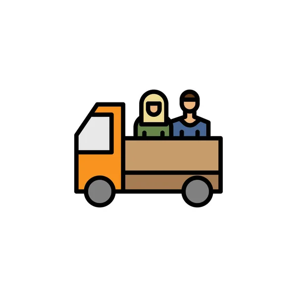 卡车迁移轮廓图标 迁移示例图标的元素 符号可用于白色背景的Web Logo Mobile App — 图库矢量图片