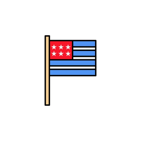 美国国旗轮廓图标 符号和符号可用于白色背景的Web Logo Mobile App — 图库矢量图片
