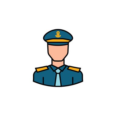 Avatar kaptanı ana hatlı ikon. İşaretler ve semboller beyaz arkaplanda web logosu mobil uygulaması UI UX için kullanılabilir