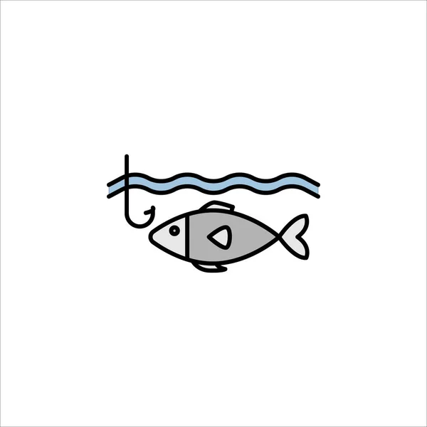 Fiskkrok Och Fiskikon Element Resor Illustration Tecken Och Symboler Kan — Stock vektor