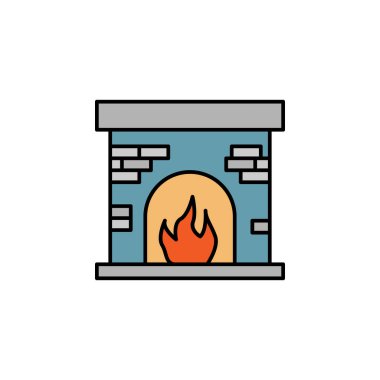 Şömine ikonu. İşaretler ve semboller ağ, logo, mobil uygulama, UI, UX çok renkli