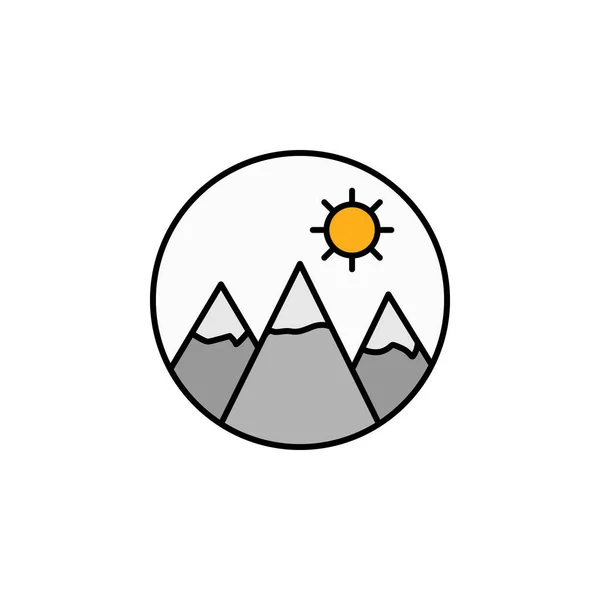 Montañas Icono Del Sol Los Signos Símbolos Pueden Utilizar Para — Vector de stock