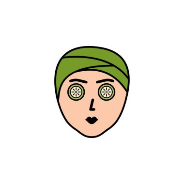 Spa anahat ikonundan yüz tedavisi. İşaretler ve semboller beyaz arkaplanda ağ, logo, mobil uygulama, UI, UX için kullanılabilir