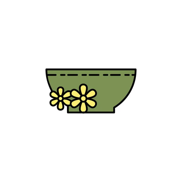 Цветы Плавающие Жидкости Внутри Контура Чаши Значок Знаки Символы Могут — стоковый вектор