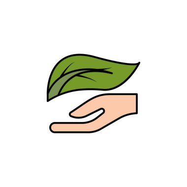 El ve yaprak siluetleri ana hatları simgesi. İşaretler ve semboller beyaz arkaplanda ağ, logo, mobil uygulama, UI, UX için kullanılabilir