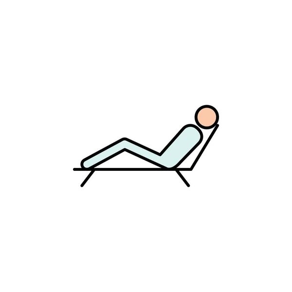 Homem Deitado Cadeira Deck Ícone Contorno Spa Sinais Símbolos Podem —  Vetores de Stock