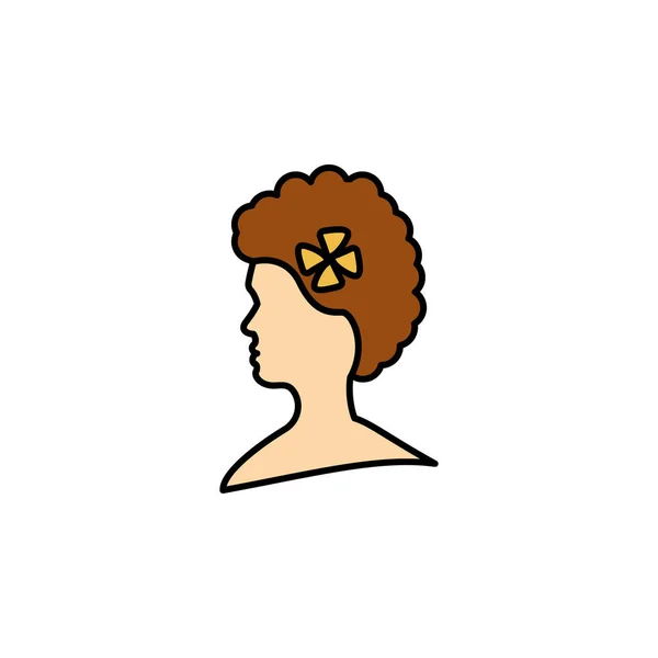 Silhouette Tête Femme Avec Icône Contour Fleur Signes Symboles Peuvent — Image vectorielle