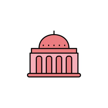 Bina, müze ikonu. Bina çizim simgeleri. İşaretler, semboller ağ, logo, mobil uygulama, UI, UX renkli simge için kullanılabilir