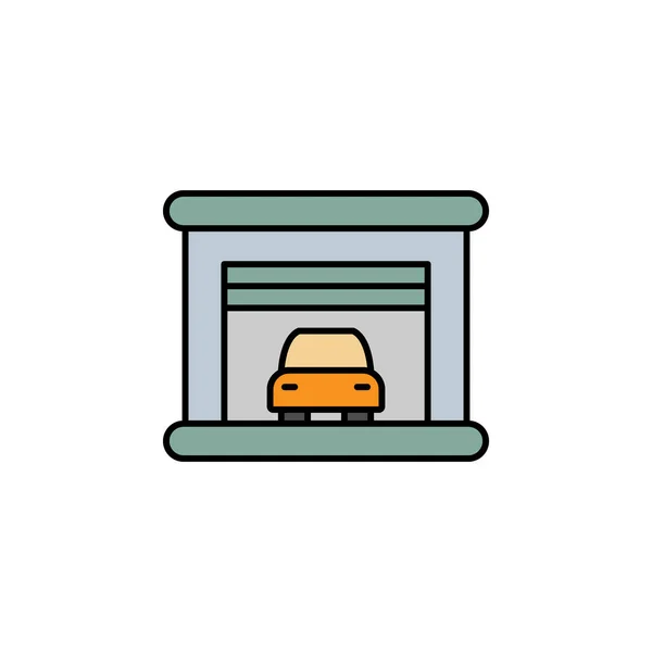 Здание Гараж Икона Автомобиля Набор Иллюстрационных Иконок Зданий Знаки Символы — стоковый вектор