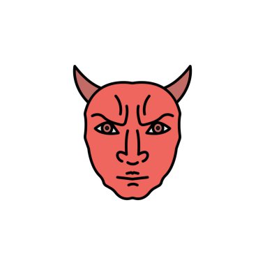 Şeytan maskesi çizgisi renkli ikon. İşaretler ve semboller ağ, logo, mobil uygulama, UI, UX renkli simge için kullanılabilir