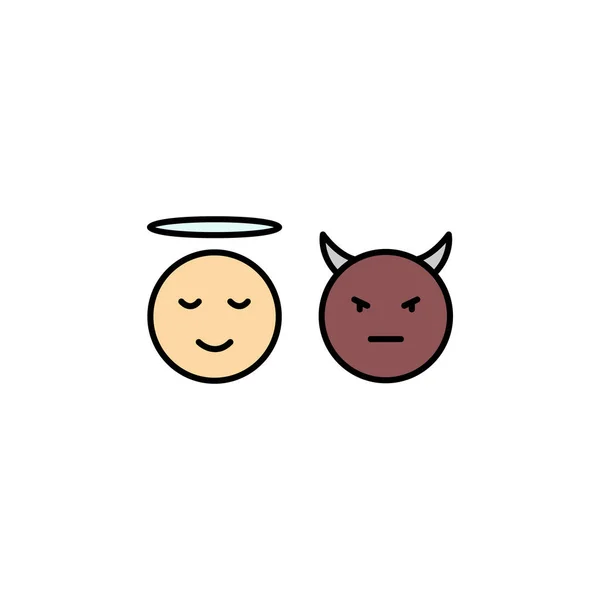 Laughing Smiling Angel Demon Line Colored Icon Signs Symbols Can — 스톡 벡터