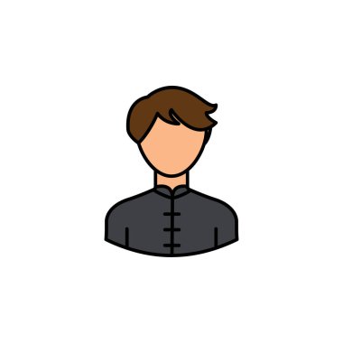 Avatar Wushu ana hatları renkli simge. İşaretler ve semboller web logosu mobil uygulaması UI UX renkli simgesi için kullanılabilir