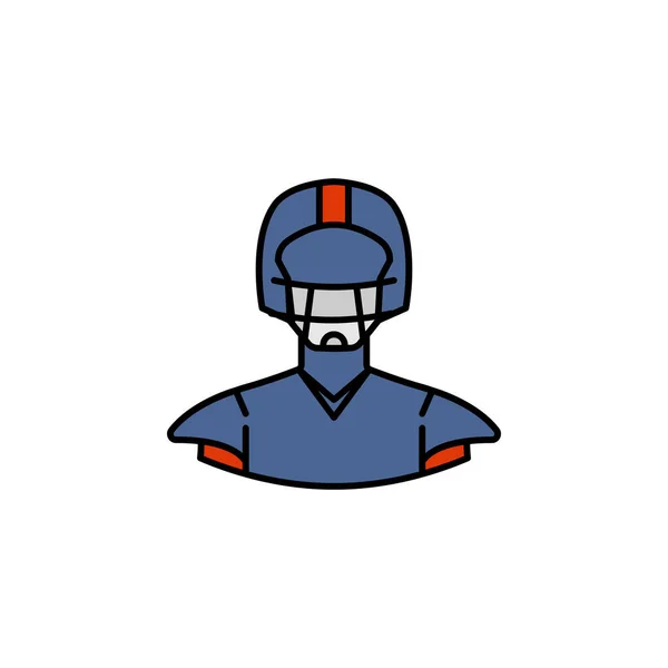 Аватар Американский Футбол Контур Цветной Значок Знаки Символы Могут Использованы — стоковый вектор