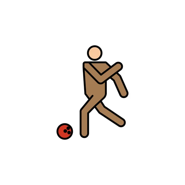Speler Bowlinglijn Opnieuw Gekleurd Pictogram Tekenen Symbolen Kunnen Worden Gebruikt — Stockvector