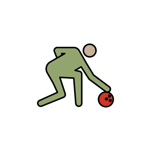 Joueur Ligne Bowling Icône Recolorée Signes Symboles Peuvent Être Utilisés — Image vectorielle