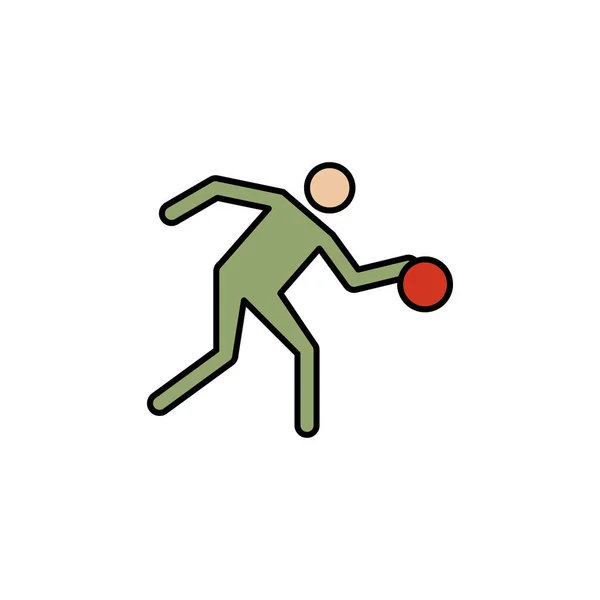 保龄球 玩家线再现彩色图标 标志和符号可用于Web Logo Mobile App Ux彩色图标 — 图库矢量图片