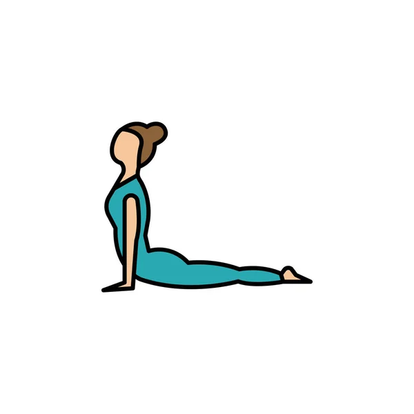 Nach oben gerichteter Hund, Yoga, Pose Line Illustration farbiges Symbol. Zeichen und Symbole können für Web, Logo, mobile App, UI, UX verwendet werden — Stockvektor