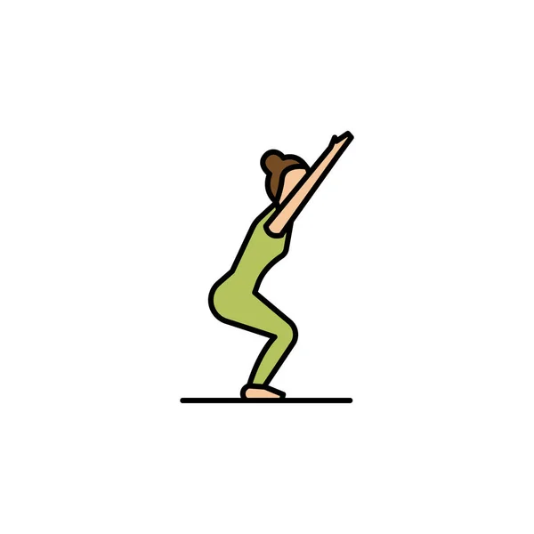 Silla pose, yoga, línea de pose ilustración icono de color. Los signos y símbolos se pueden utilizar para la web, logotipo, aplicación móvil, interfaz de usuario, UX — Vector de stock