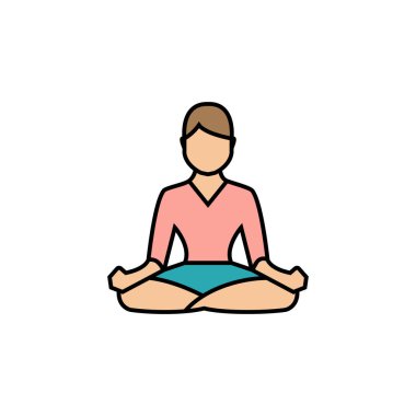 Yoga, poz çizgisi renkli resim ikonu. İşaretler ve semboller ağ, logo, mobil uygulama, UI, UX için kullanılabilir