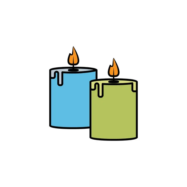 Linea di candele aromatiche illustrazione icona colorata. Segni e simboli possono essere utilizzati per il web, logo, app mobile, UI, UX — Vettoriale Stock