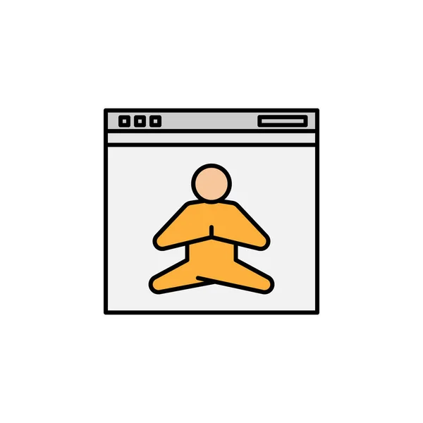 Sitio web, línea de yoga icono de color ilustración. Los signos y símbolos se pueden utilizar para la web, logotipo, aplicación móvil, interfaz de usuario, UX — Vector de stock