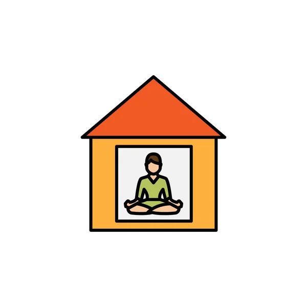 House, yoga line illustration colored icon. Signs and symbols can be used for web, logo, mobile app, UI, UX — Stock Vector