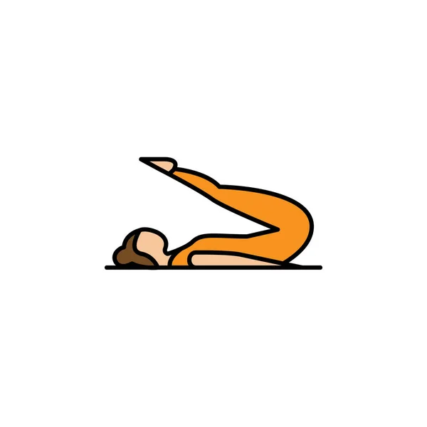 Pilates, illustration de ligne de yoga icône de couleur. Signes et symboles peuvent être utilisés pour le web, logo, application mobile, UI, UX — Image vectorielle