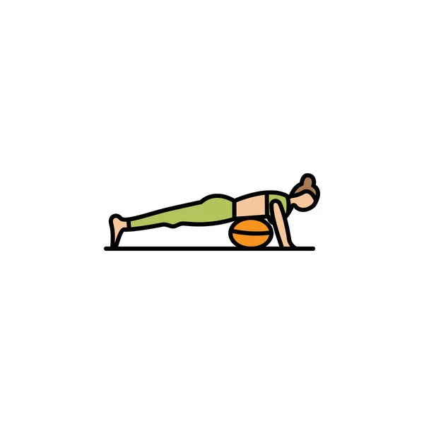 Pilates, illustration de ligne de yoga icône de couleur. Signes et symboles peuvent être utilisés pour le web, logo, application mobile, UI, UX — Image vectorielle