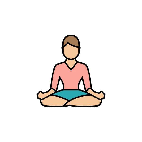 Yoga, ligne de pose illustration icône de couleur. Signes et symboles peuvent être utilisés pour le web, logo, application mobile, UI, UX — Image vectorielle