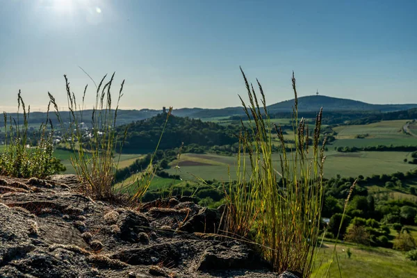 Utsikt Över Slottet Ruin Vetzberg Från Medeltida Slottet Ruin Gleiberg — Stockfoto