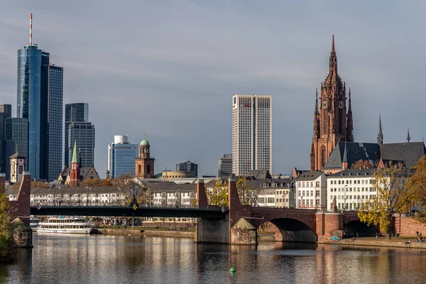 Widok Frankfurt Nad Menem Dzielnica Finansowa Panorama Niemiec — Zdjęcie stockowe