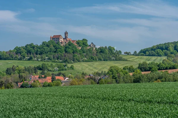 Över Ronneburg Slott Hesse Tyskland Med Grön Förgrund — Stockfoto