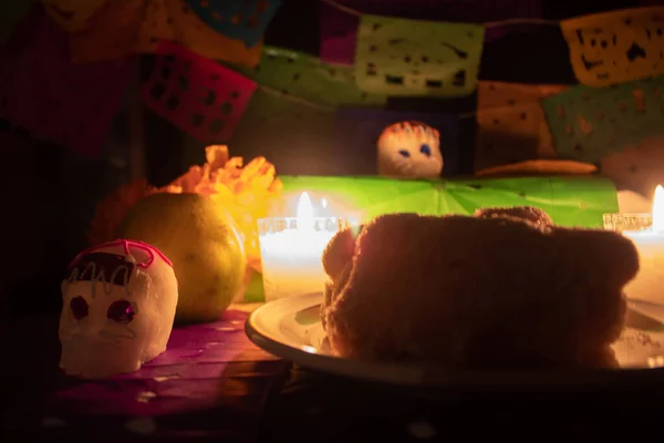 Calaveras Azúcar Altar Celebración Día Muerte México Día Muertos Celebración — Foto de Stock