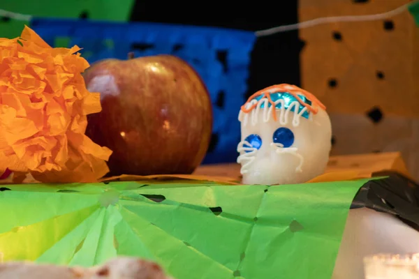 Calaveras Azúcar Altar Celebración Día Muerte México Día Muertos Celebración — Foto de Stock