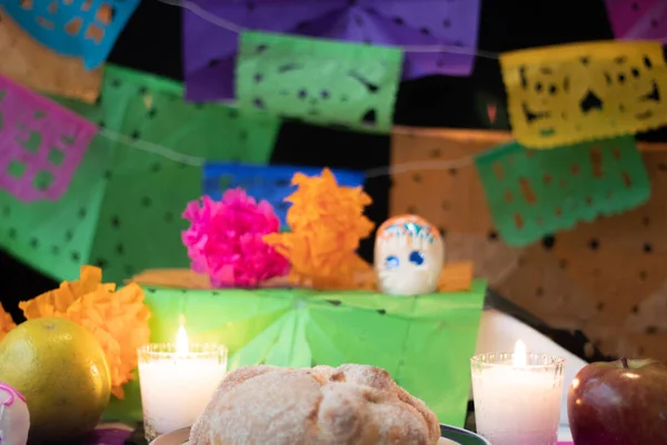 Suiker Schedels Een Altaar Viering Dag Van Dood Mexico Dia — Stockfoto