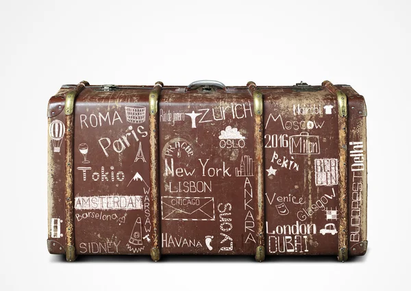Retro resväska av en resenär — Stockfoto