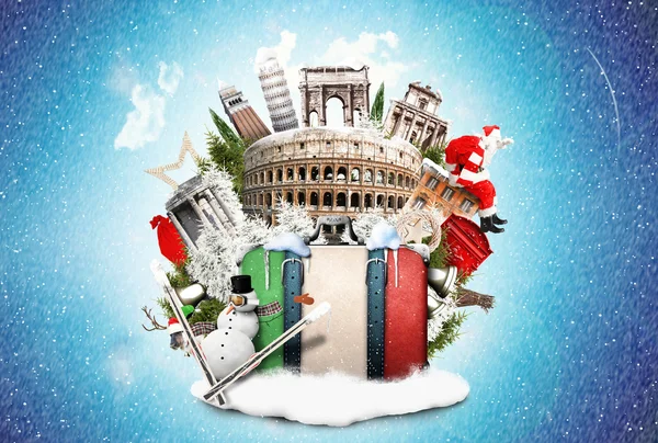 Italy, winter Christmas collage — Stock Photo, Image