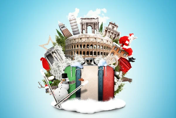 Włochy, zima Boże Narodzenie kolaż — Zdjęcie stockowe