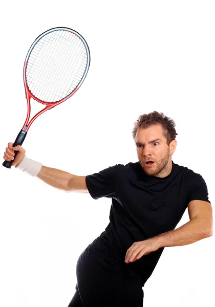 Giocatore di tennis colpisce la palla — Foto Stock