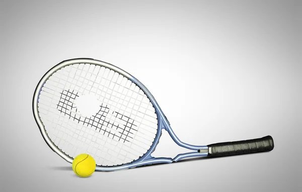 Raqueta de tenis con toalla blanca — Foto de Stock