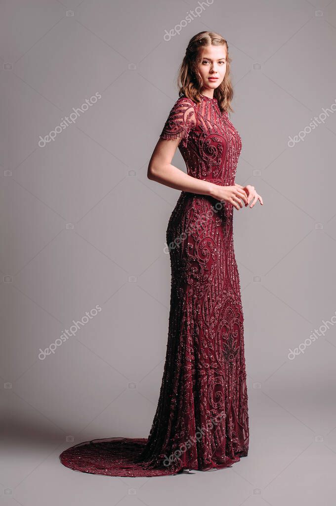 Posh Vestito Sera Bordeaux Vestito Femminile Lusso Giovane Donna