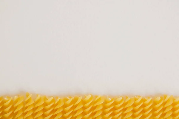 Spiral Pasta White Background Closeup Raw Helix Shape Fusilli Macaroni — Stock Photo, Image
