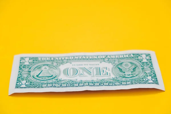 One Dollar Yellow Background Copy Empty Space Text Stock Photo